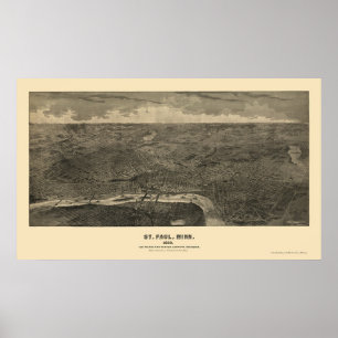 St Paul panorama- karta för MN - 1888 Poster