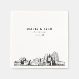 St. Paul Skyline Bröllop Papper Cocktail Napkin Pappersservett