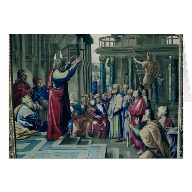 St Paul som predikar på Areopagusen Hälsningskort (Framsidan Horizontal)