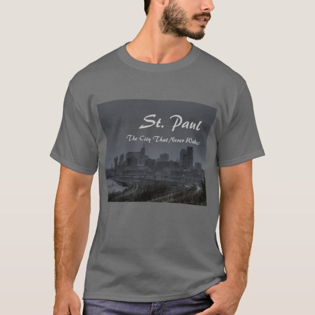 St Paul staden som vaknar aldrig! T-shirt (Framsida)