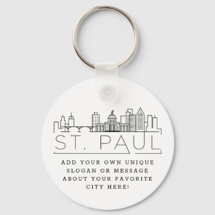 St. Paul Stylized Skyline Anpassningsbar Slogan Nyckelring