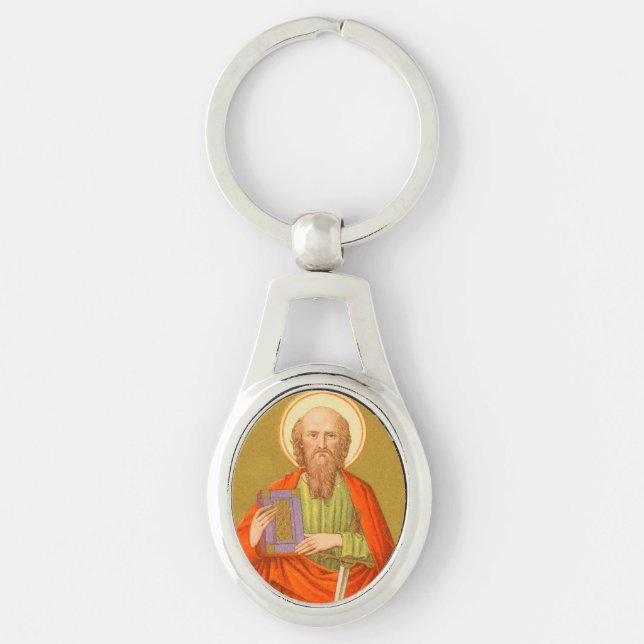 St. Paul the Apostle (PM 06) Ovalt Silverfärgad Nyckelring (Framsidan)