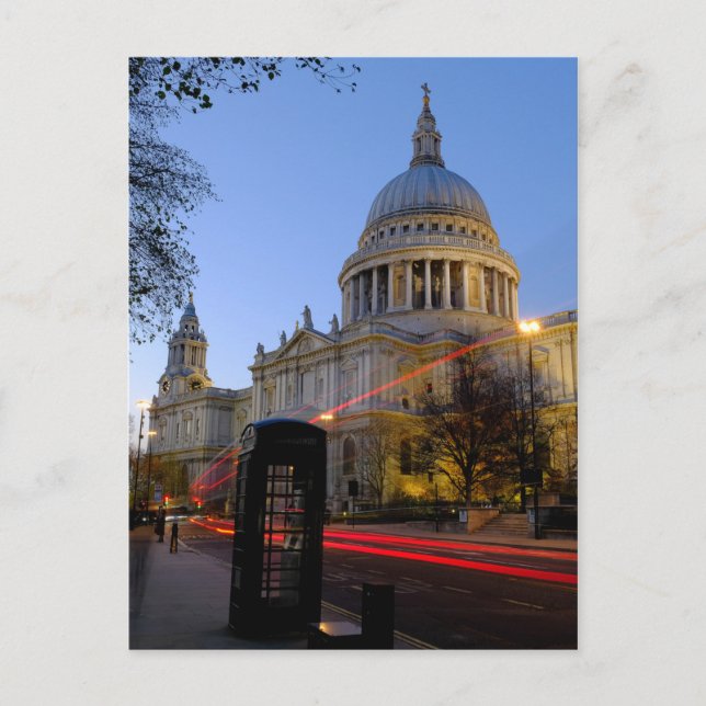 St.Paul's Cathedral at dusk, London UK Postcard Vykort (Framsida)