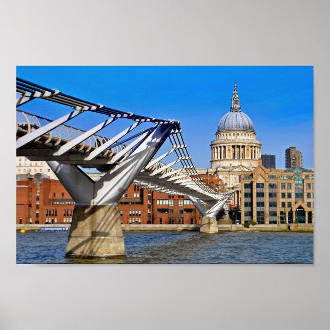 St Paul's Cathedral London Millennium Bridge Poster (Framsidan)