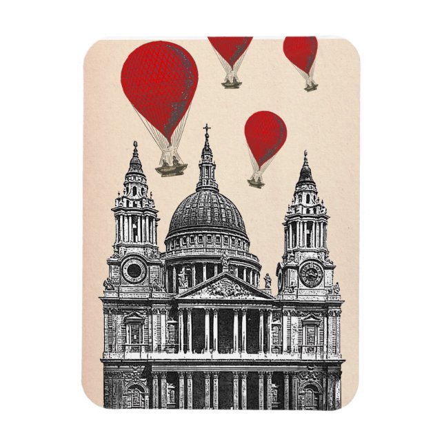 St Pauls Cathedral och Red Luftballongs Magnet (Vertikal)