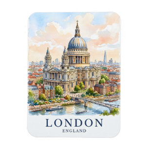 St Pauls-katedralen London Akvarell Researkitektur Magnet