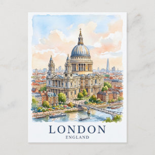 St Pauls-katedralen London Akvarell Reskonst Vykort