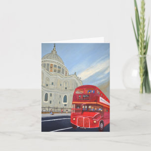 St. Pauls-katedralen och Londonbuss greecard vikt Kort
