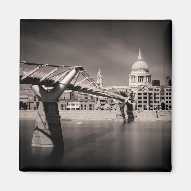 St Pauls-katedralens torgmagnet Svart & Vit Magnet (Framsidan)