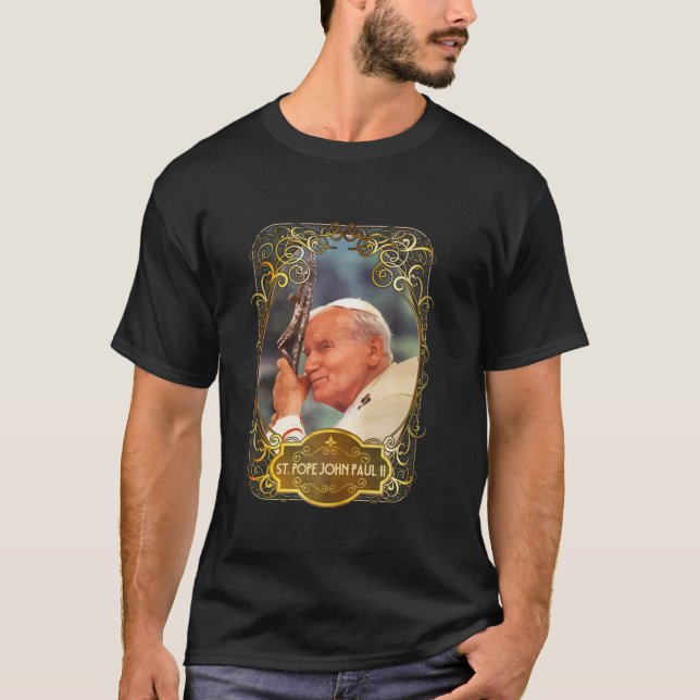 St. påven Johannes Paul II Kor, katolsk Saint pols T Shirt (Framsida)