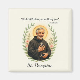 St. Peregrine Firande Dag Önskningar Watercolor Kr Magnet