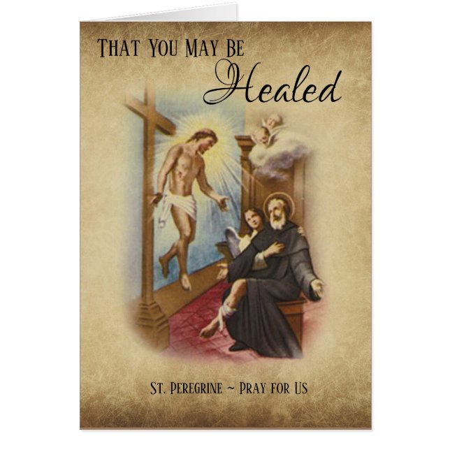 St. Peregrine skyddshelgon av den cancerJesus kor Hälsningskort (Framsidan)