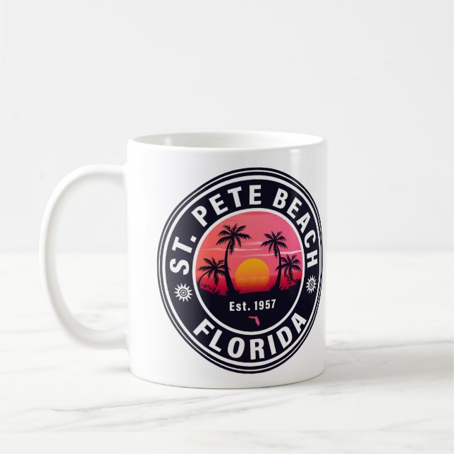 St Pete Beach Florida Retro Sunset Souvenirs 60 Kaffemugg (Vänster)