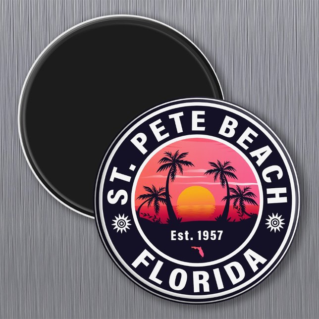 St. Pete Beach Florida Retro Sunset Souvenirs 60-t Magnet (Skapare uppladdad)