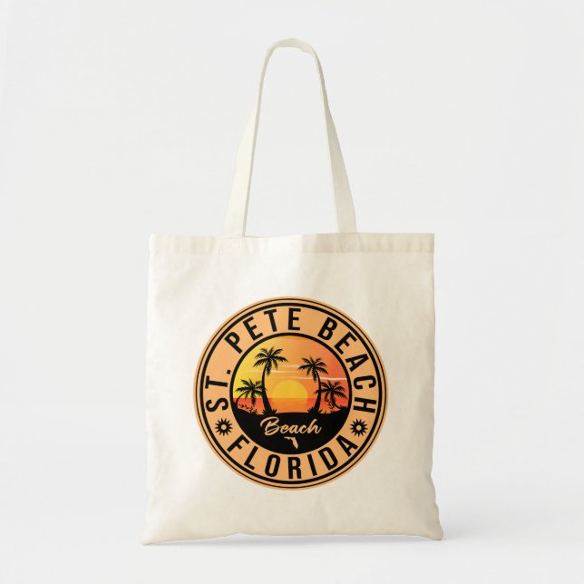 St. Pete Beach Florida Retro Sunset Souvenirs 60-t Tygkasse (Framsidan)