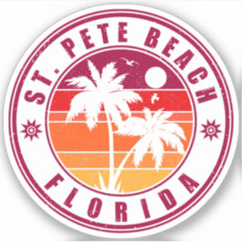 St. Pete Beach Florida Souvenir Vintage Handflatan Klistermärken