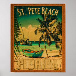 St. Pete Beach Florida Souvenir Vintage Handflatan Poster