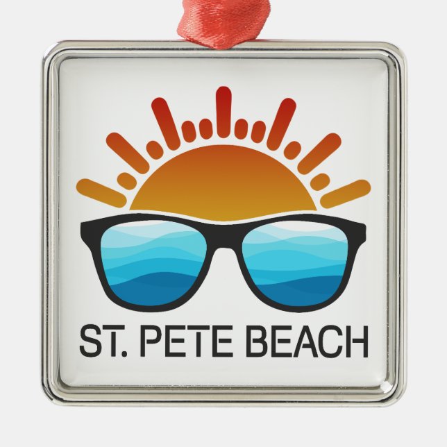 St. Pete Beach Florida Sunglasses Julgransprydnad Metall (Framsidan)