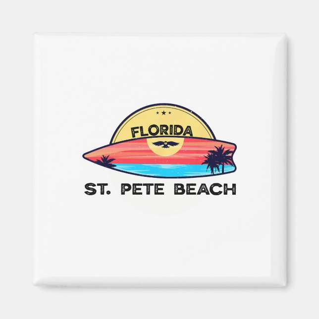 St Pete Beach Florida Surfbräda Strand Surfing  Magnet (Framsidan)
