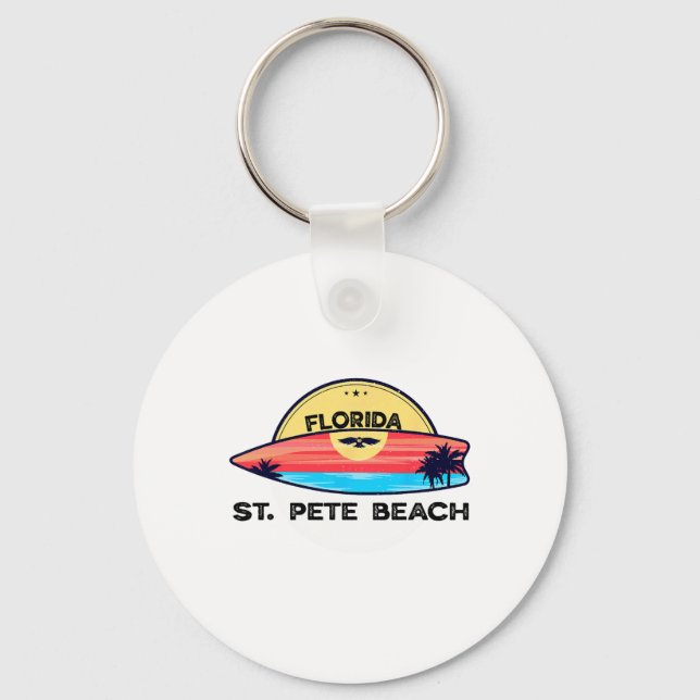 St Pete Beach Florida Surfbräda Strand Surfing  Nyckelring (Framsida)