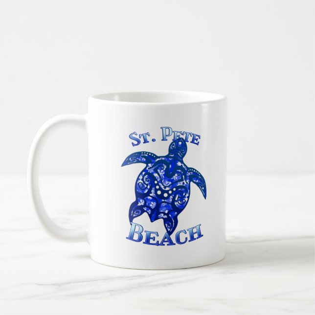 St Pete Beach Florida Vacation Tribal Turtle Kaffemugg (Vänster)