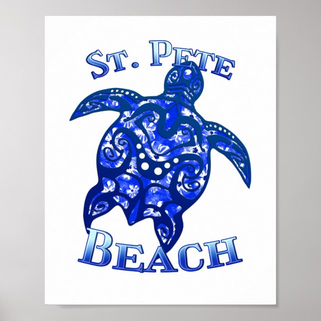 St Pete Beach Florida Vacation Tribal Turtle Poster (Framsidan)