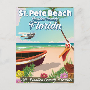 St. Pete Beach Florida vintage reseskylt Vykort