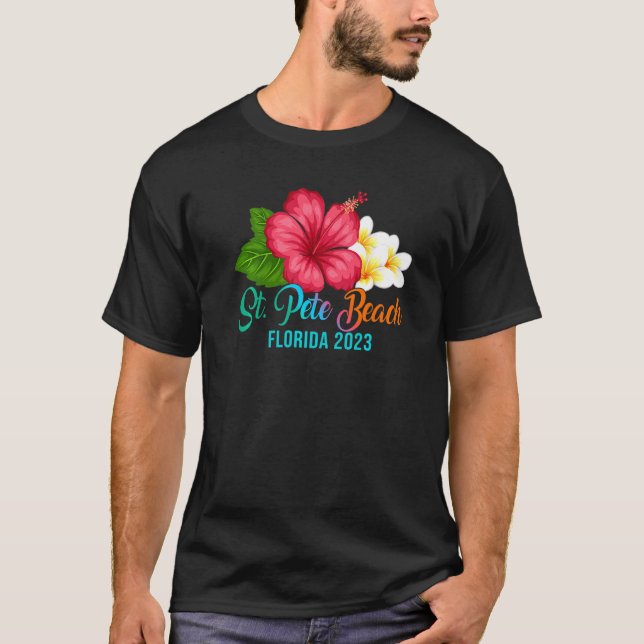 St Pete Beach Vacation Florida Tropical Hibiscus F T Shirt (Framsida)