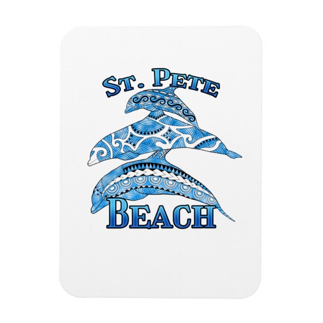 St. Pete Florida Beach Vacation Tribal Dolphins Magnet (Vertikal)