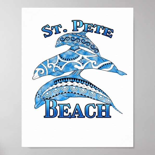 St. Pete Florida Beach Vacation Tribal Dolphins Poster (Framsidan)