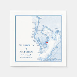 St. Pete Florida Karta Elegant bröllop Pappersservett