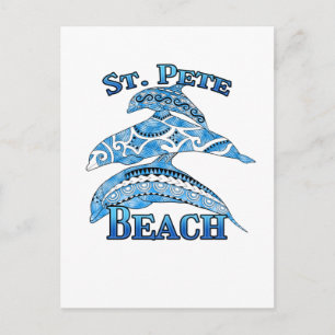 St. Pete Florida Strand Semester Stammar Dolfiner Vykort