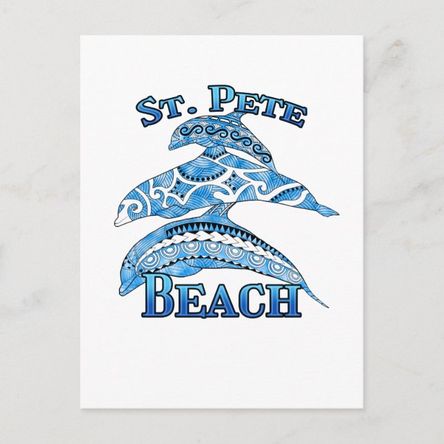 St. Pete Florida Strand Semester Stammar Dolfiner Vykort (Framsida)