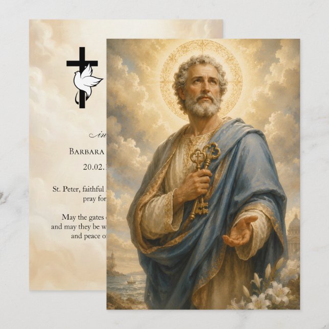 St. Peter Begravningskort 5x7 tum Inbjudningar (Fram/baksida)