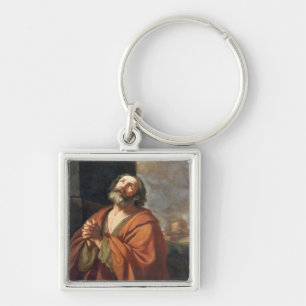 St Peter Fyrkantig Silverfärgad Nyckelring