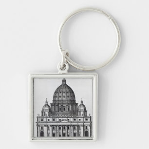 St Peter Rome som inristas av C. Campbell Fyrkantig Silverfärgad Nyckelring