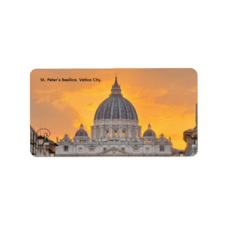 St. Peter's Basilica at Sunset, Vatican City Adressetikett