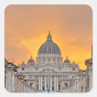 St. Peter's Basilica at Sunset, Vatican City Fyrkantigt Klistermärke