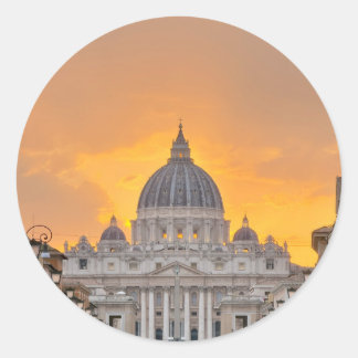 St. Peter's Basilica at Sunset, Vatican City Runt Klistermärke