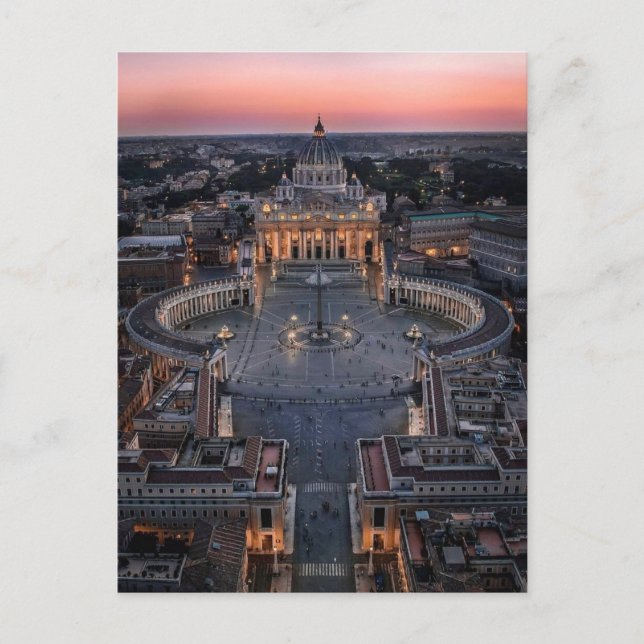 St Peter's Basilica och Square vid Sunset Vykort (Framsida)