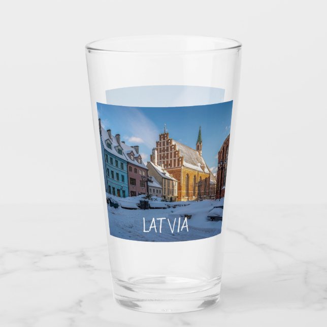 St. Peter's Church på vintern i Riga, Lettland Glaskopp (Framsida)