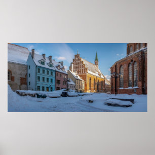 St. Peter's Church på vintern i Riga, Lettland Poster