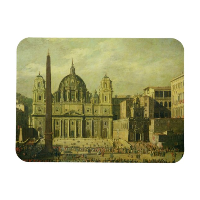 St. Peter's, Rom, 1630 (olja på arbetsyta) Magnet (Horisontell)