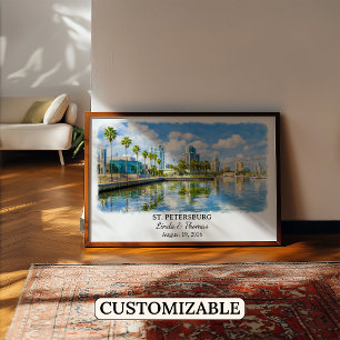 St. Petersburg Florida Affisch, Akvarell, Anpassad Poster