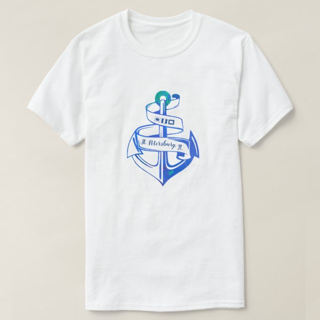 St Petersburg Florida Kedge Anchor T Shirt (Design framsida)