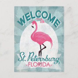 St Petersburg Florida Rosa Flamingo Retro Vykort