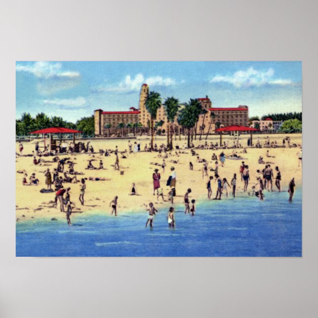 St. Petersburg Florida Vinoy Park Hotel Beach Poster (Framsidan)