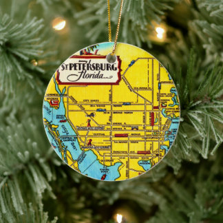 St. Petersburg Florida Vintage Julgransprydnad Keramik