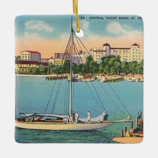 St. Petersburg Florida Waterfront Julgransprydnad Keramik (Framsida)