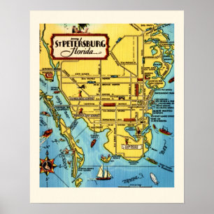 St. Petersburg gammal karta Poster